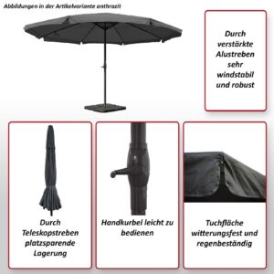 wohnli-moebel-suche-800000499625-1 SONNENSCHIRM PRO Anthrazit Textil MCW Garten & Outdoor > Sonnen- & Sichtschutz > Sonnen- & Ampelschirme Anthrazit