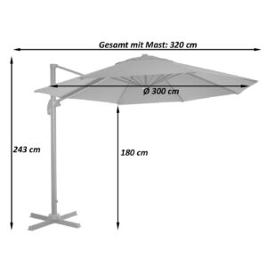 AMPELSCHIRM I RUND Cremeweiß 300/300 cm Textil MCW Garten & Outdoor > Sonnen- & Sichtschutz > Sonnen- & Ampelschirme Weiß