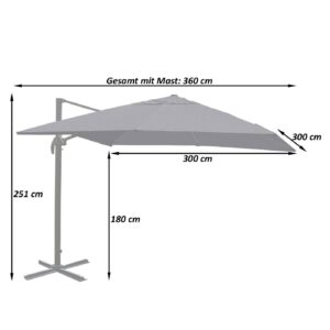 wohnli-moebel-suche-800000499742-1 AMPELSCHIRM I Anthrazit 300/300 cm Textil MCW Garten & Outdoor > Sonnen- & Sichtschutz > Sonnen- & Ampelschirme Anthrazit