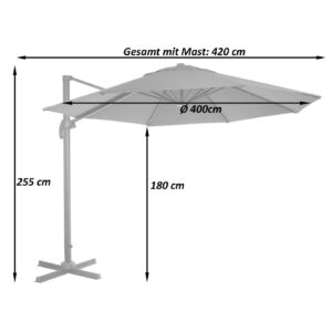 wohnli-moebel-suche-800000499882-1 AMPELSCHIRM RUND Cremeweiß 400/400 cm Textil MCW Garten & Outdoor > Sonnen- & Sichtschutz > Sonnen- & Ampelschirme Weiß