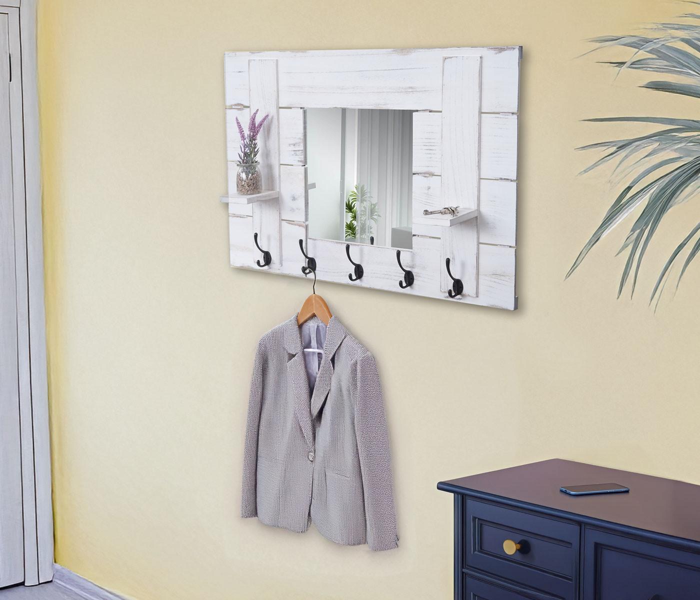 WANDGARDEROBE MIT SPIEGEL Grau Holz MCW Garderoben > Garderobenpaneele Grau