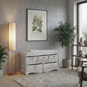 wohnli-moebel-suche-800000500433-1 KOMMODE UND SITZBANK 5 SCHUBLADEN Cremeweiß Holz MCW Möbel > Kommoden & Schubladenschränke > Kommoden Weiß