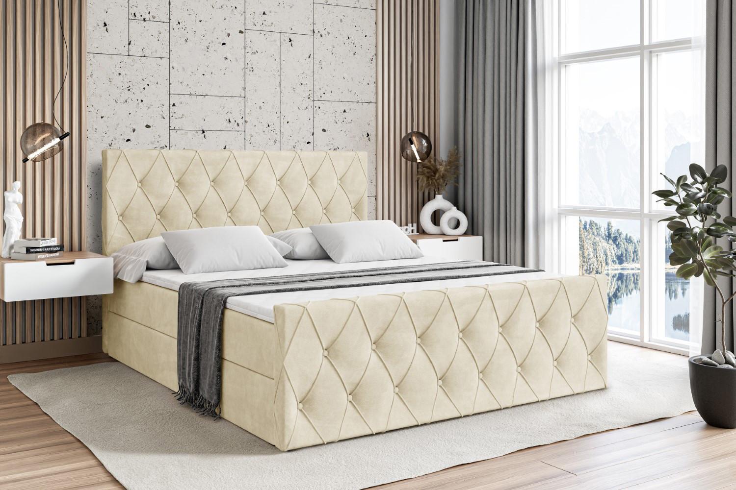 BOXBETT AMAY-Z - 180x200 cm - H3 - Beige Holzwerkstoff ALTDECOR Möbel > Betten > Boxspringbetten Beige