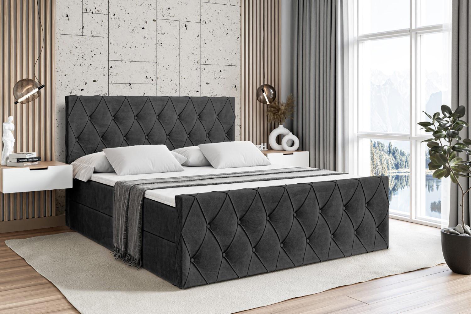 BOXBETT AMAY-Z - 200x200 cm - H4 - Schwarz Holzwerkstoff ALTDECOR Möbel > Betten > Boxspringbetten Schwarz