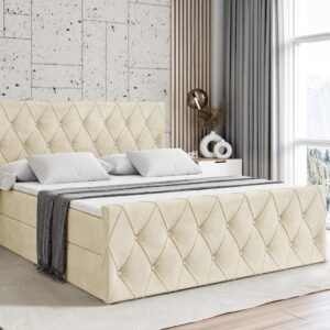 BOXBETT AMAY-Z - 140x200 cm - H3 - Beige Holzwerkstoff ALTDECOR Möbel > Betten > Boxspringbetten Beige
