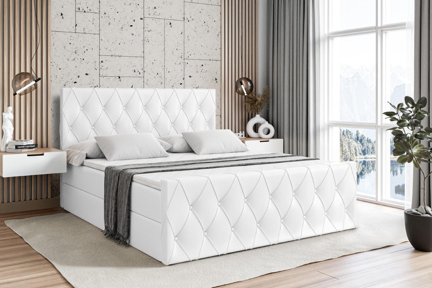 wohnli-moebel-suche-800000500601-1 BOXBETT AMAY-Z - 160x200 cm - H3 - Weiß Hochglanz Holzwerkstoff ALTDECOR Möbel > Betten > Boxspringbetten Weiß