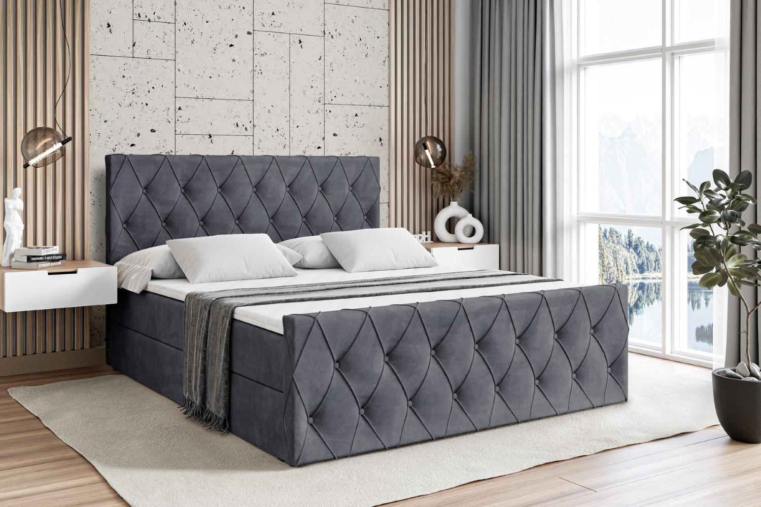 wohnli-moebel-suche-800000500603-1 BOXBETT AMAY-Z - 120x200 cm - H3 - Dunkelgrau Holzwerkstoff ALTDECOR Möbel > Betten > Boxspringbetten Grau