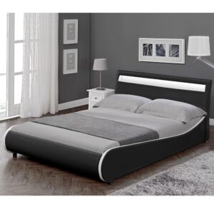 POLSTERBETT Valencia mit LED-Beleuchtung Textil Corium Möbel > Betten > Polsterbetten Schwarz