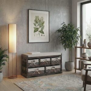 wohnli-moebel-suche-800000500819-1 KOMMODE UND SITZBANK 5 SCHUBLADEN Braun Holz MCW Möbel > Kommoden & Schubladenschränke > Kommoden Braun