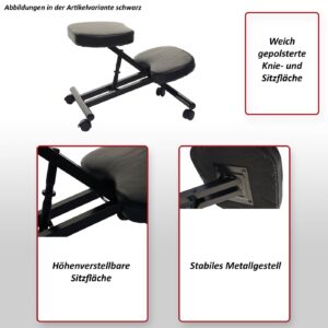 wohnli-moebel-suche-800000502052-1 KNIESTUHL ROLLBAR Schwarz Textil MCW Möbel > Sessel > Hocker Schwarz