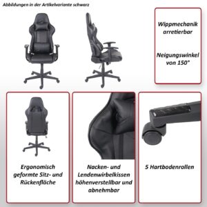 wohnli-moebel-suche-800000502053-1 BÜROSTUHL Schwarz Textil MCW Möbel > Stühle > Bürostühle > Gamingstühle Schwarz