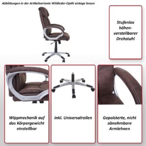 wohnli-moebel-suche-800000502203-1 BÜROSTUHL Braun Textil MCW Möbel > Stühle > Bürostühle > Chefsessel Braun