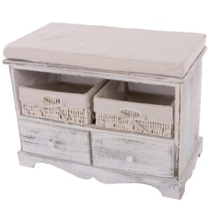 wohnli-moebel-suche-800000502246 Wohnli Möbelsuche - SITZBANK 2 KÖRBE SHABBY-LOOK Cremeweiß