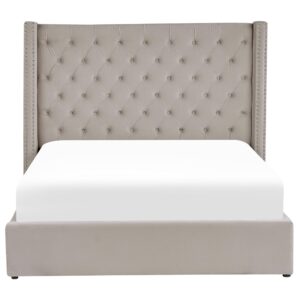 wohnli-moebel-suche-800000503169-1 POLSTERBETT 160/200cm Hellgrau Lubbon Textil Beliani Möbel > Betten > Polsterbetten Grau