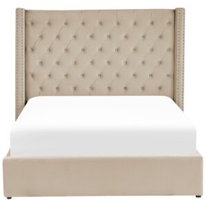 wohnli-moebel-suche-800000503171-1 POLSTERBETT 140/200cm Beige Lubbon Textil Beliani Möbel > Betten > Polsterbetten Beige