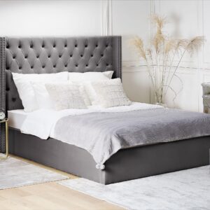 wohnli-moebel-suche-800000503193-1 POLSTERBETT 180/200cm Grau Lubbon Textil Beliani Möbel > Betten > Polsterbetten Grau