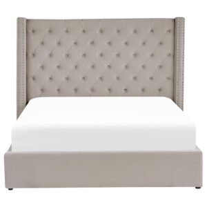 wohnli-moebel-suche-800000503200-1 POLSTERBETT 180/200cm Hellgrau Lubbon Textil Beliani Möbel > Betten > Polsterbetten Grau