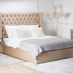 wohnli-moebel-suche-800000503203-1 POLSTERBETT 160/200cm Beige Lubbon Textil Beliani Möbel > Betten > Polsterbetten Beige