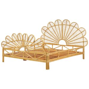 DOPPELBETT 160/200cm Heller Holzfarbton Florentine Naturmaterialien Beliani Möbel > Betten Braun