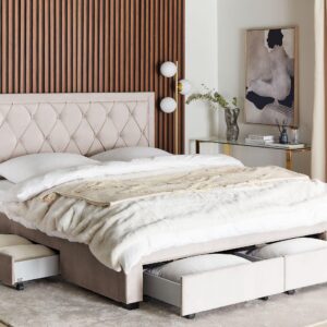 wohnli-moebel-suche-800000503253-1 POLSTERBETT 180/200cm Beige Lievin Textil Beliani Möbel > Betten > Polsterbetten Beige