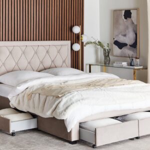 wohnli-moebel-suche-800000503258-1 POLSTERBETT 160/200cm Beige Lievin Textil Beliani Möbel > Betten > Polsterbetten Beige