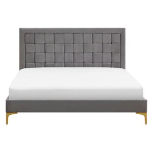 DOPPELBETT 140/200cm Grau Limoux Textil Beliani Möbel > Betten Grau