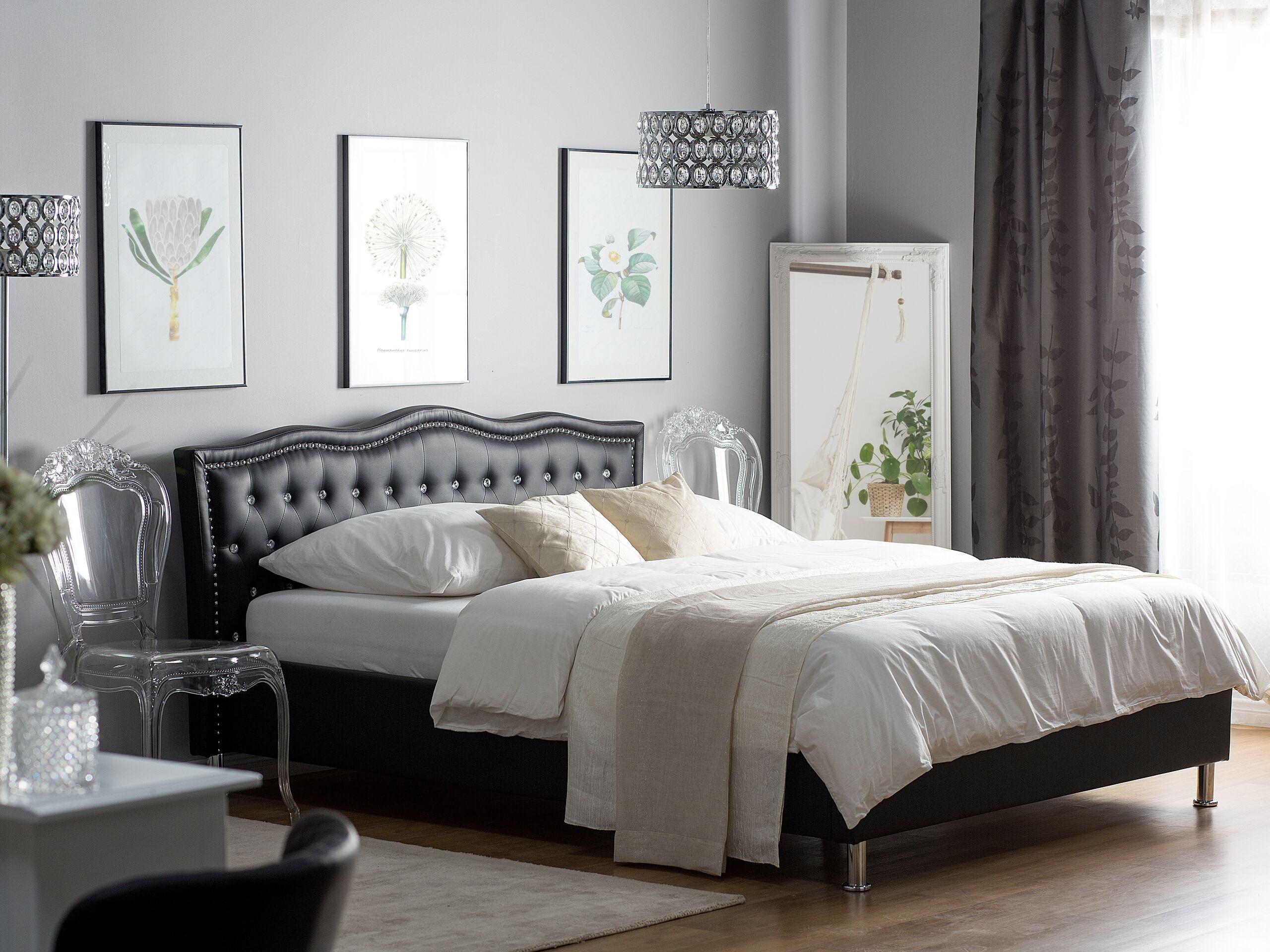 BETT 160/200cm Schwarz Metz Kunststoff Beliani Möbel > Betten Schwarz
