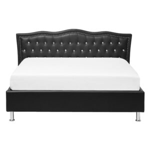 wohnli-moebel-suche-800000503297-1 BETT 140/200cm Schwarz Metz Kunststoff Beliani Möbel > Betten Schwarz