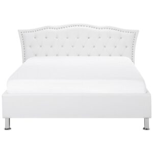 wohnli-moebel-suche-800000503298-1 BETT 140/200cm Weiß Metz Textil Beliani Möbel > Betten Weiß