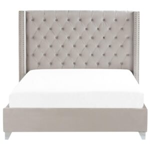 wohnli-moebel-suche-800000503323-1 POLSTERBETT 180/200cm Hellgrau Lubbon Textil Beliani Möbel > Betten > Polsterbetten Grau