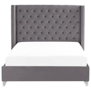 POLSTERBETT 160/200cm Grau Lubbon Textil Beliani Möbel > Betten > Polsterbetten Grau