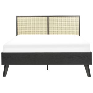 BETT 140/200cm Schwarz Monpazier Naturmaterialien Beliani Möbel > Betten Schwarz