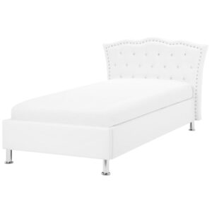 BETT 90/200cm Weiß Metz Kunststoff Beliani Möbel > Betten Weiß