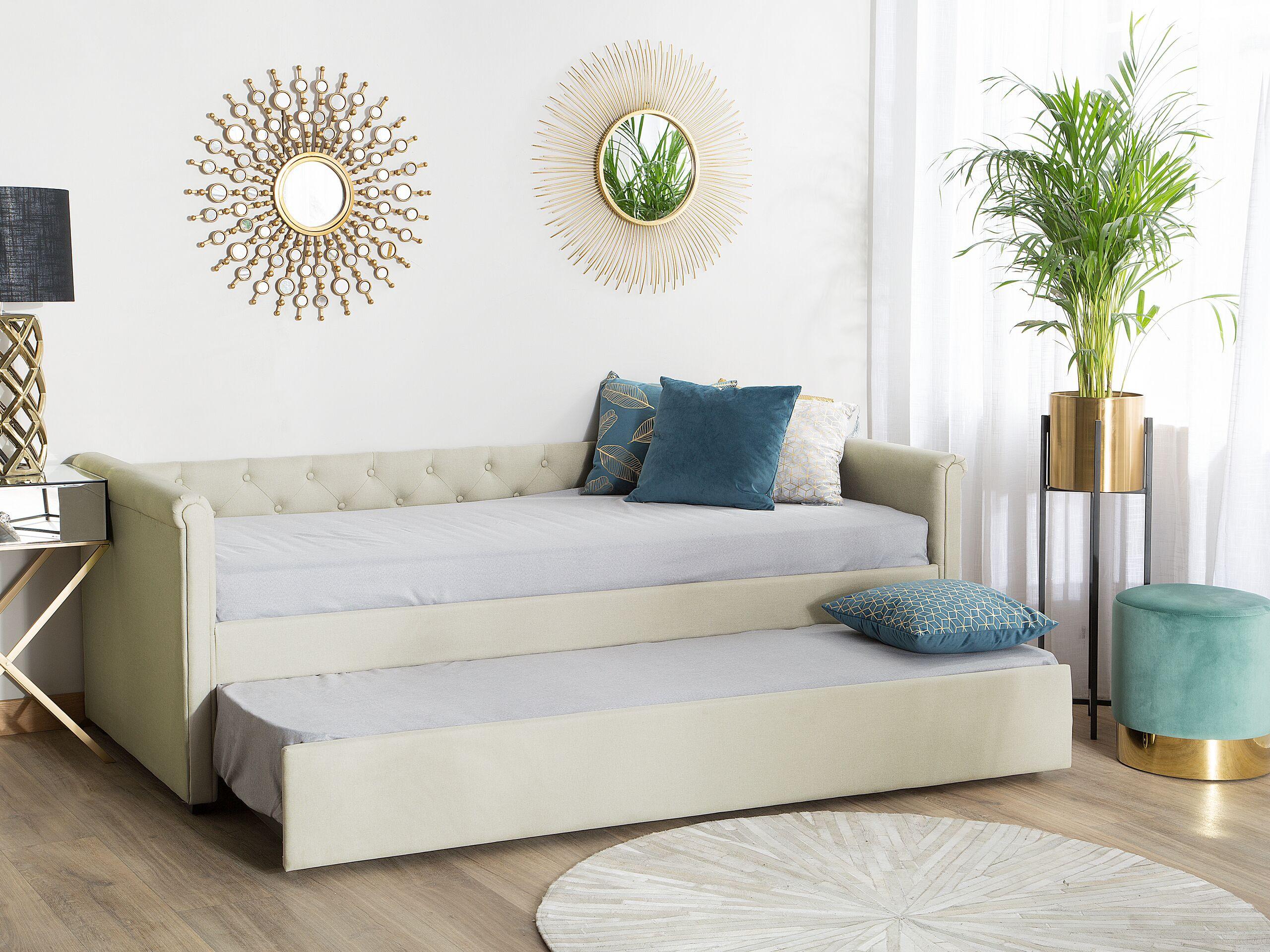 TAGESBETT 80/200cm Beige Libourne Textil Beliani Möbel > Betten Beige