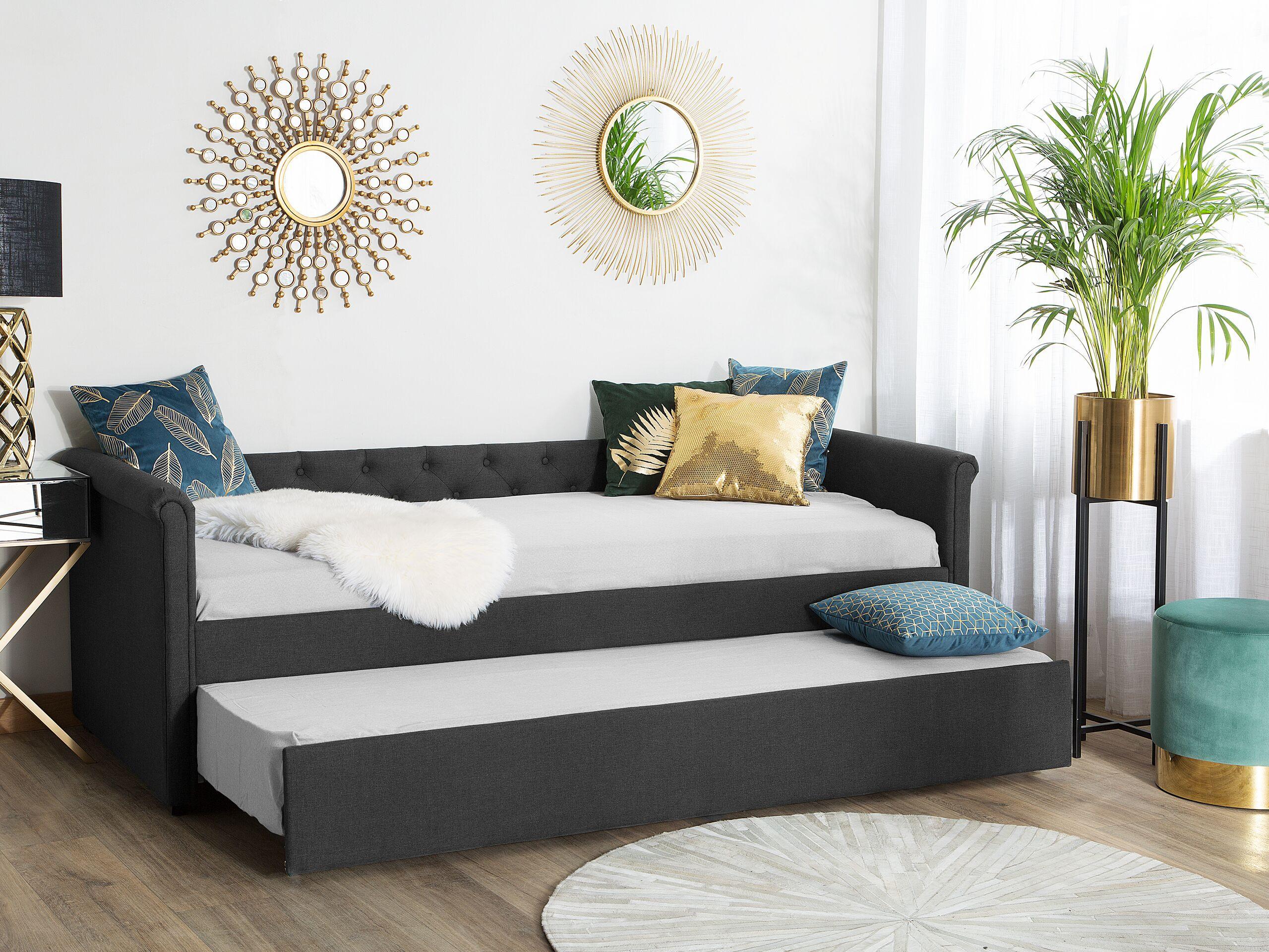 TAGESBETT 80/200cm Dunkelgrau Libourne Textil Beliani Möbel > Betten Grau