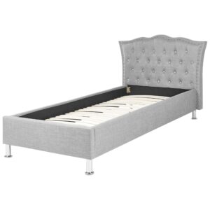 wohnli-moebel-suche-800000504154-1 POLSTERBETT 90/200cm Hellgrau Metz Textil Beliani Möbel > Betten > Polsterbetten Grau