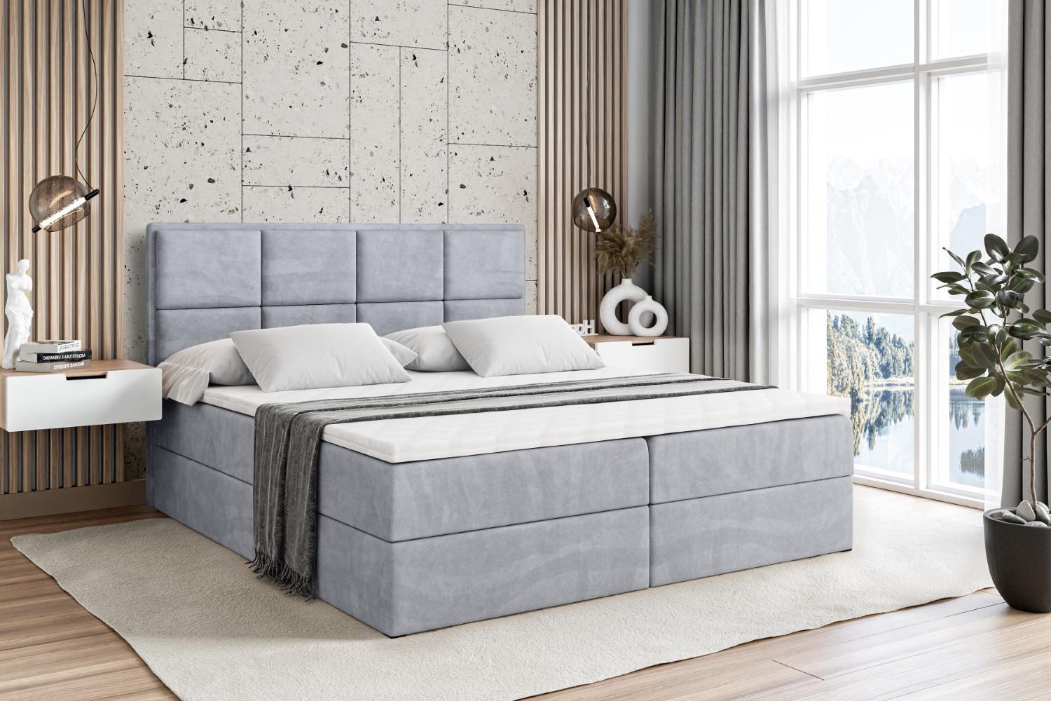 BOXBETT mit Matratze H3 und Lattenrost - NOVA - 200x200 Hellgrau Holzwerkstoff ALTDECOR Möbel > Betten > Boxspringbetten Grau