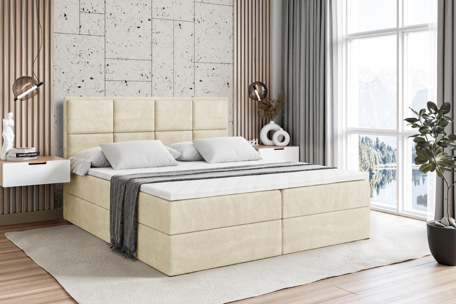 wohnli-moebel-suche-800000504662-1 BOXBETT mit Matratze H3 und Lattenrost - NOVA - 180x200 Beige Holzwerkstoff ALTDECOR Möbel > Betten > Boxspringbetten Beige