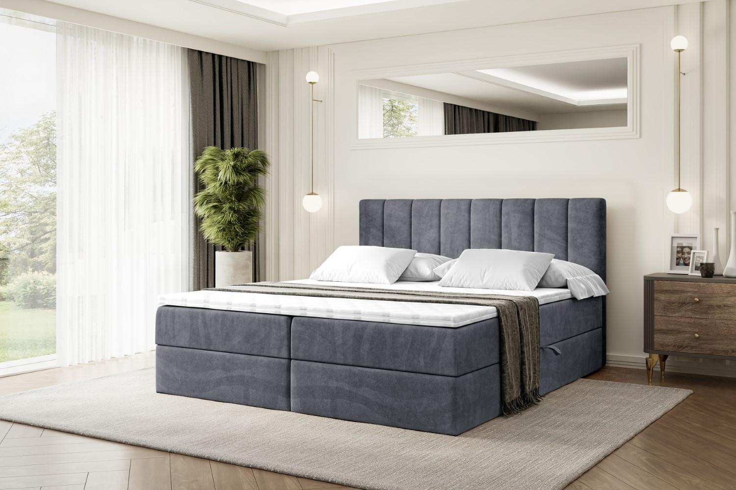 BOXBETT mit Matratze H3 und Lattenrost - OTTA - 180x200 cm Dunkelgrau Holzwerkstoff ALTDECOR Möbel > Betten > Boxspringbetten Grau