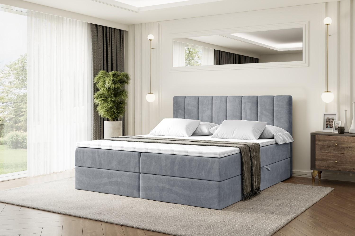 wohnli-moebel-suche-800000504752-1 BOXBETT mit Matratze H3 und Lattenrost - OTTA - 200x200 cm Grau Holzwerkstoff ALTDECOR Möbel > Betten > Boxspringbetten Grau