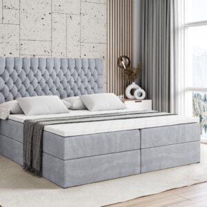 BOXBETT mit Matratze H3 und Lattenrost - SERENE - 120x200 Grau Holzwerkstoff ALTDECOR Möbel > Betten > Boxspringbetten Grau