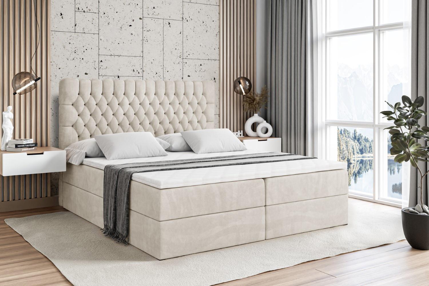 BOXBETT SERENE - 160x200 Creme Holzwerkstoff ALTDECOR Möbel > Betten > Boxspringbetten Weiß
