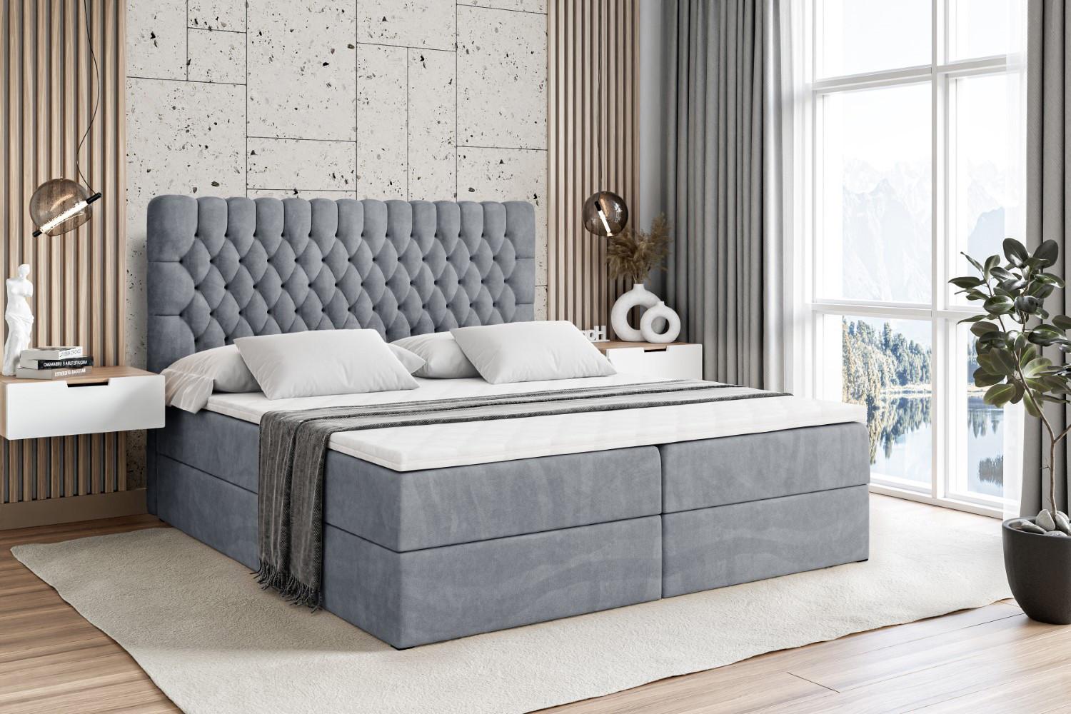 wohnli-moebel-suche-800000504776-1 BOXBETT SERENE - 160x200 Hellgrau Holzwerkstoff ALTDECOR Möbel > Betten > Boxspringbetten Grau