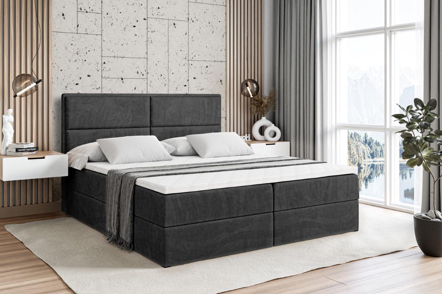 wohnli-moebel-suche-800000504829-1 BOXBETT mit Matratze H4 und Lattenrost - AURA - 120x200 - H4 - Schwarz Holzwerkstoff ALTDECOR Möbel > Betten > Boxspringbetten Schwarz