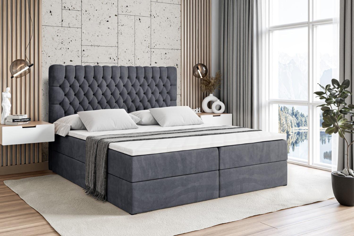 wohnli-moebel-suche-800000504848-1 BOXBETT mit Matratze H3 und Lattenrost - SERENE - 120x200 Dunkelgrau Holzwerkstoff ALTDECOR Möbel > Betten > Boxspringbetten Grau