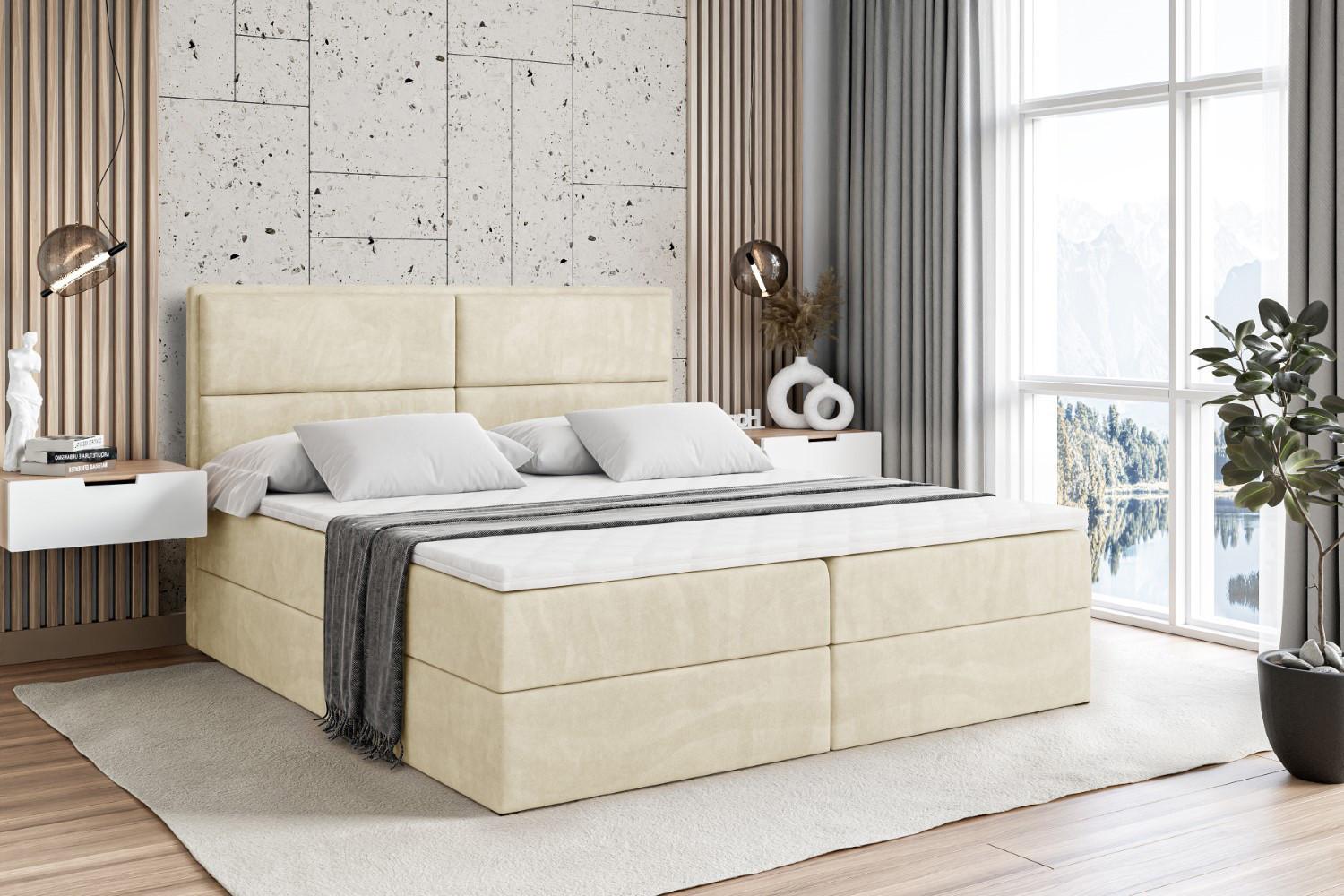 wohnli-moebel-suche-800000504904-1 BOXBETT mit Matratze H4 und Lattenrost - AURA - 140x200 - H4 - Beige Holzwerkstoff ALTDECOR Möbel > Betten > Boxspringbetten Beige