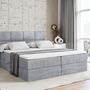 BOXBETT mit Matratze H4 und Lattenrost - ARDENI - 180x200 cm - H4 - Hellgrau Holzwerkstoff ALTDECOR Möbel > Betten > Boxspringbetten Grau