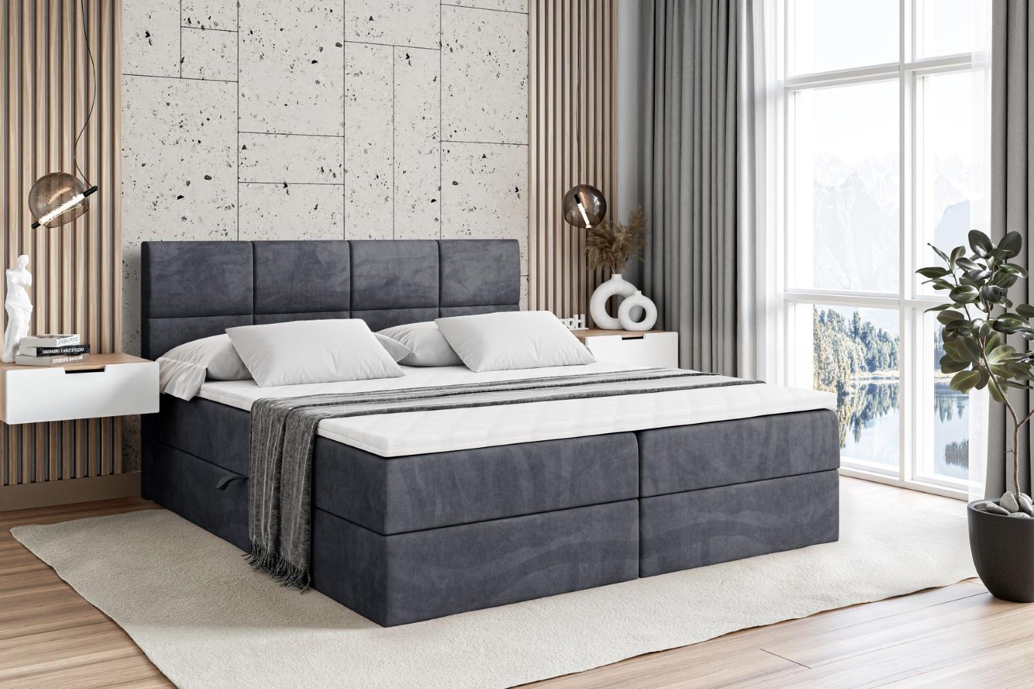 wohnli-moebel-suche-800000504989-1 BOXBETT mit Matratze H4 und Lattenrost - ARDENI - 200x200 cm - H4 - Dunkelgrau Holzwerkstoff ALTDECOR Möbel > Betten > Boxspringbetten Grau