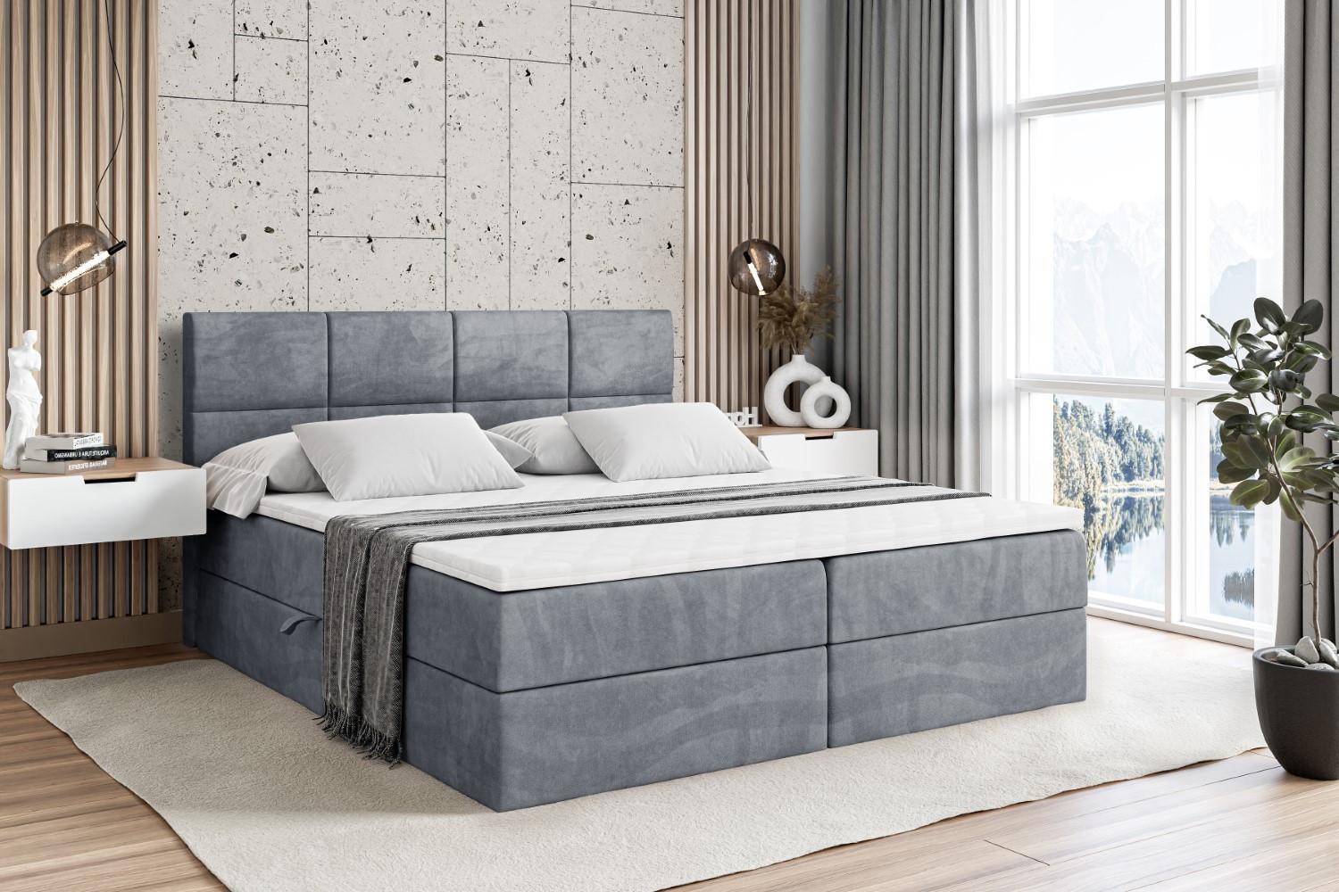 wohnli-moebel-suche-800000505032-1 BOXBETT mit Matratze H4 und Lattenrost - ARDENI - 140x200 cm - H4 - Grau Holzwerkstoff ALTDECOR Möbel > Betten > Boxspringbetten Grau