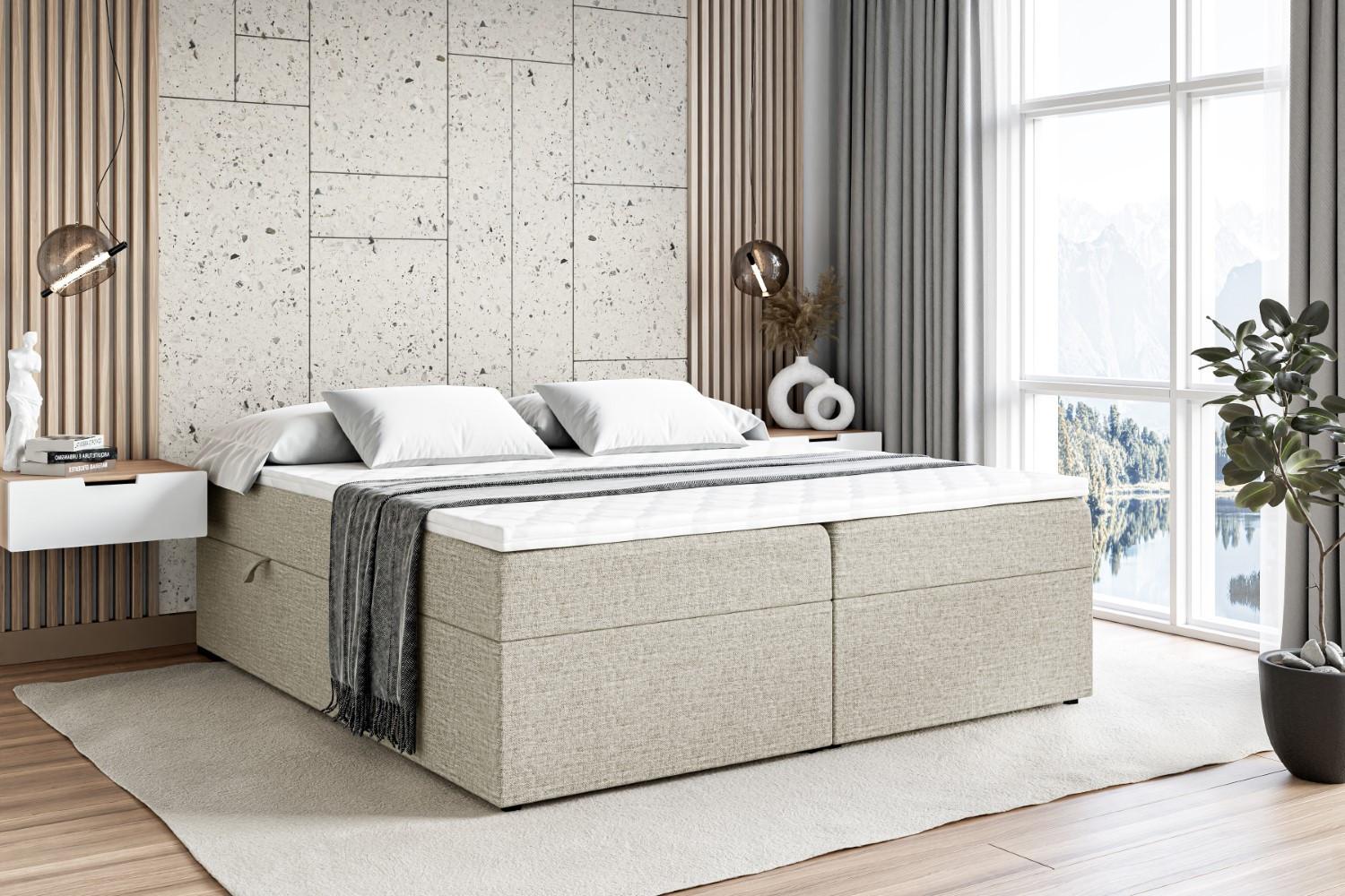 wohnli-moebel-suche-800000506032-1 BOXBETT mit H4-Matratze und Lattenrost - MARCE BW - 140x200 Beige Holzwerkstoff ALTDECOR Möbel > Betten > Boxspringbetten Beige